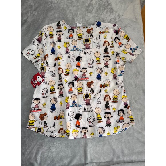 Peanuts Womens XL Scrub Top With Snoopy & Friends Print - Picture 10 of 13